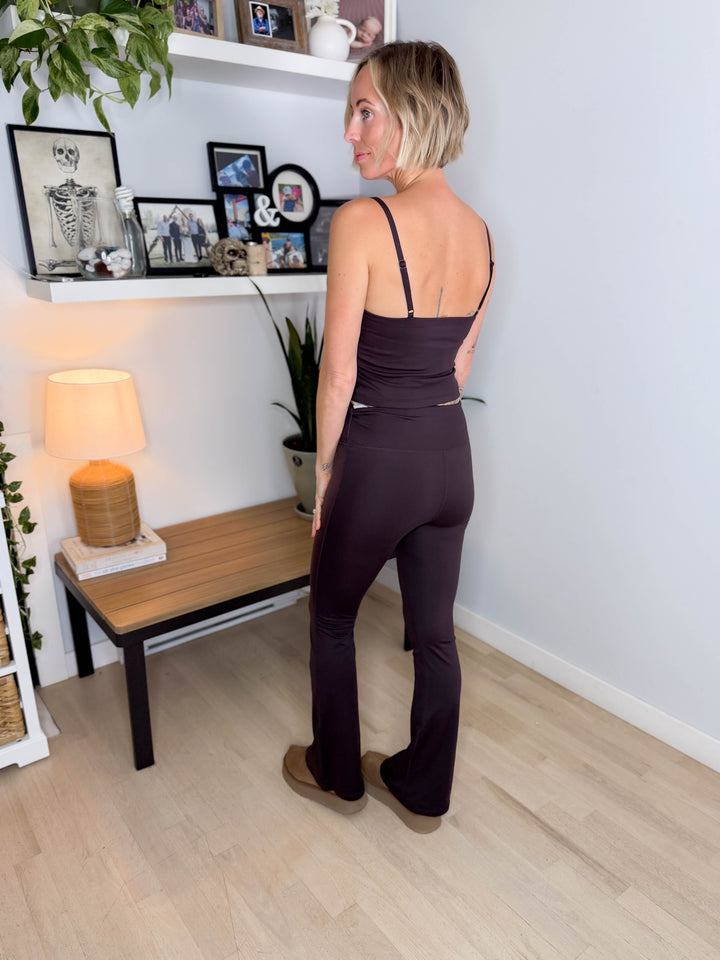 MONO B Sunrise Seamless Flare Leggings- COFFEE BEAN
