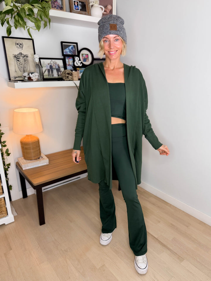 MONO B Whistler Longline Hoodie Cardigan- SYCAMORE