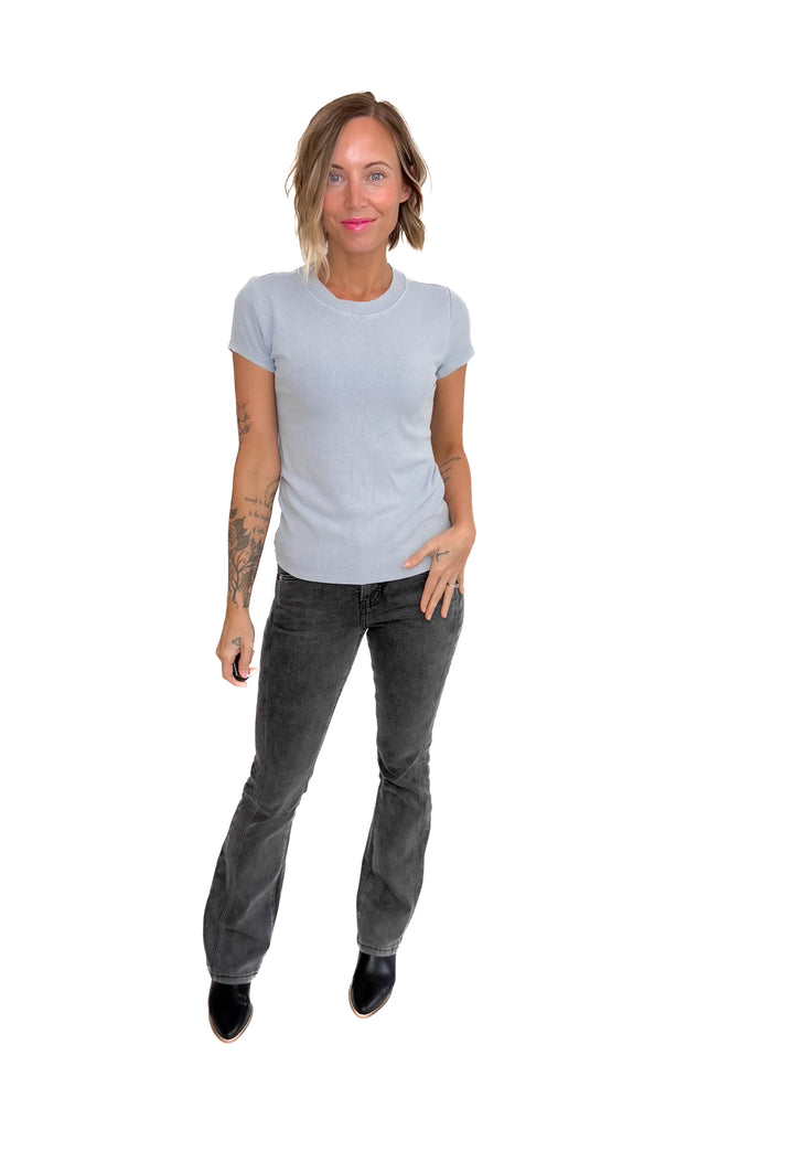Colette Classic Ribbed T-Shirt- ICE BLUE-FINAL SALE