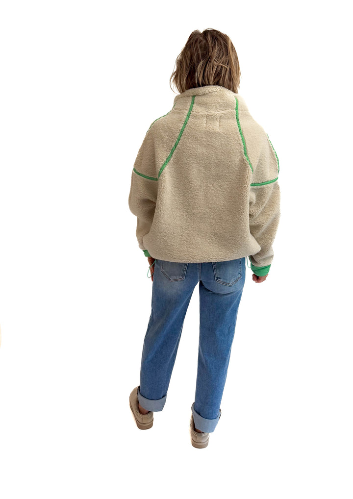 Marlow Fleece 1/2 Zip Pullover- OATMEAL/GREEN