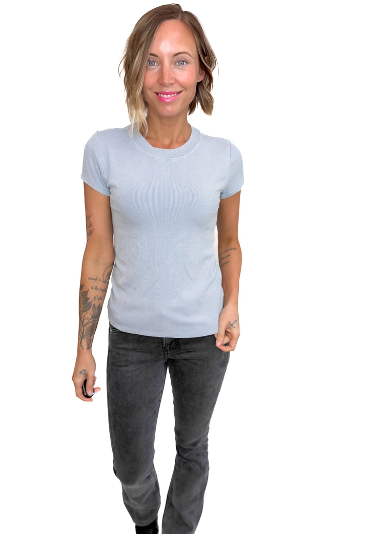 Colette Classic Ribbed T-Shirt- ICE BLUE-FINAL SALE