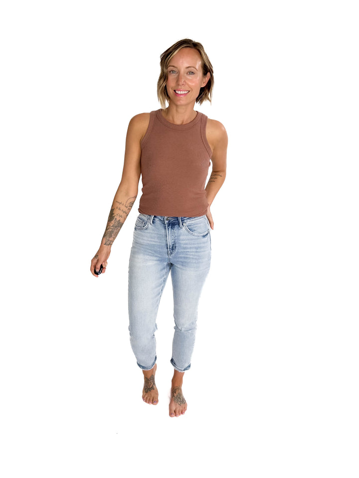 Beth Ribbed Tank Top- ESPRESSO-FINAL SALE