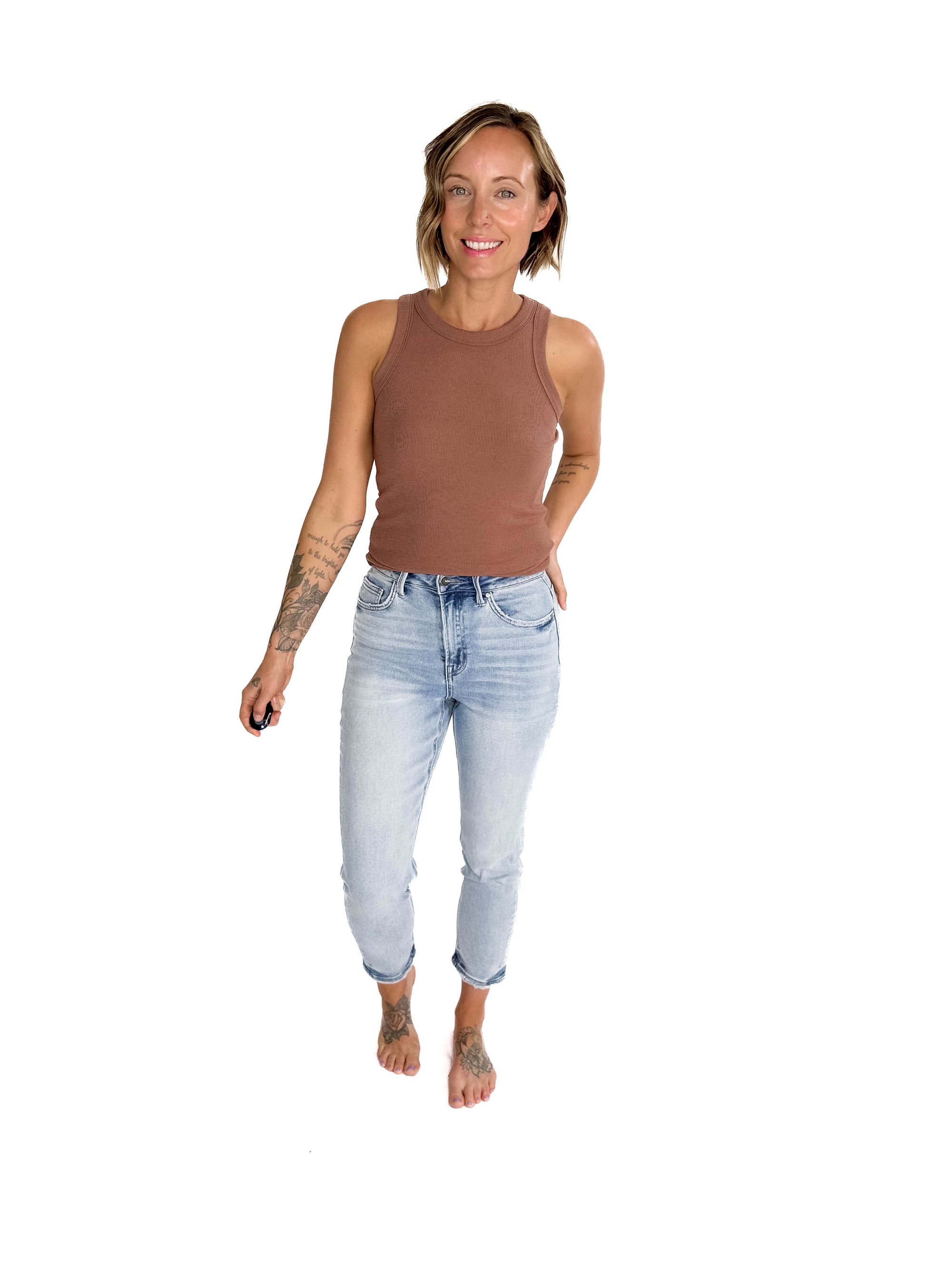 Beth Ribbed Tank Top- ESPRESSO