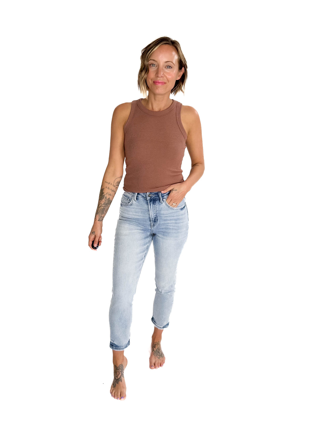Beth Ribbed Tank Top- ESPRESSO-FINAL SALE