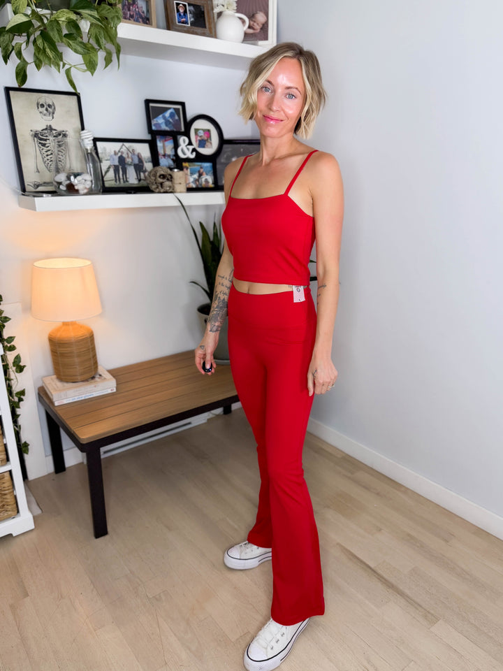 MONO B Sunrise Seamless Flare Leggings- SMITTEN CHERRY