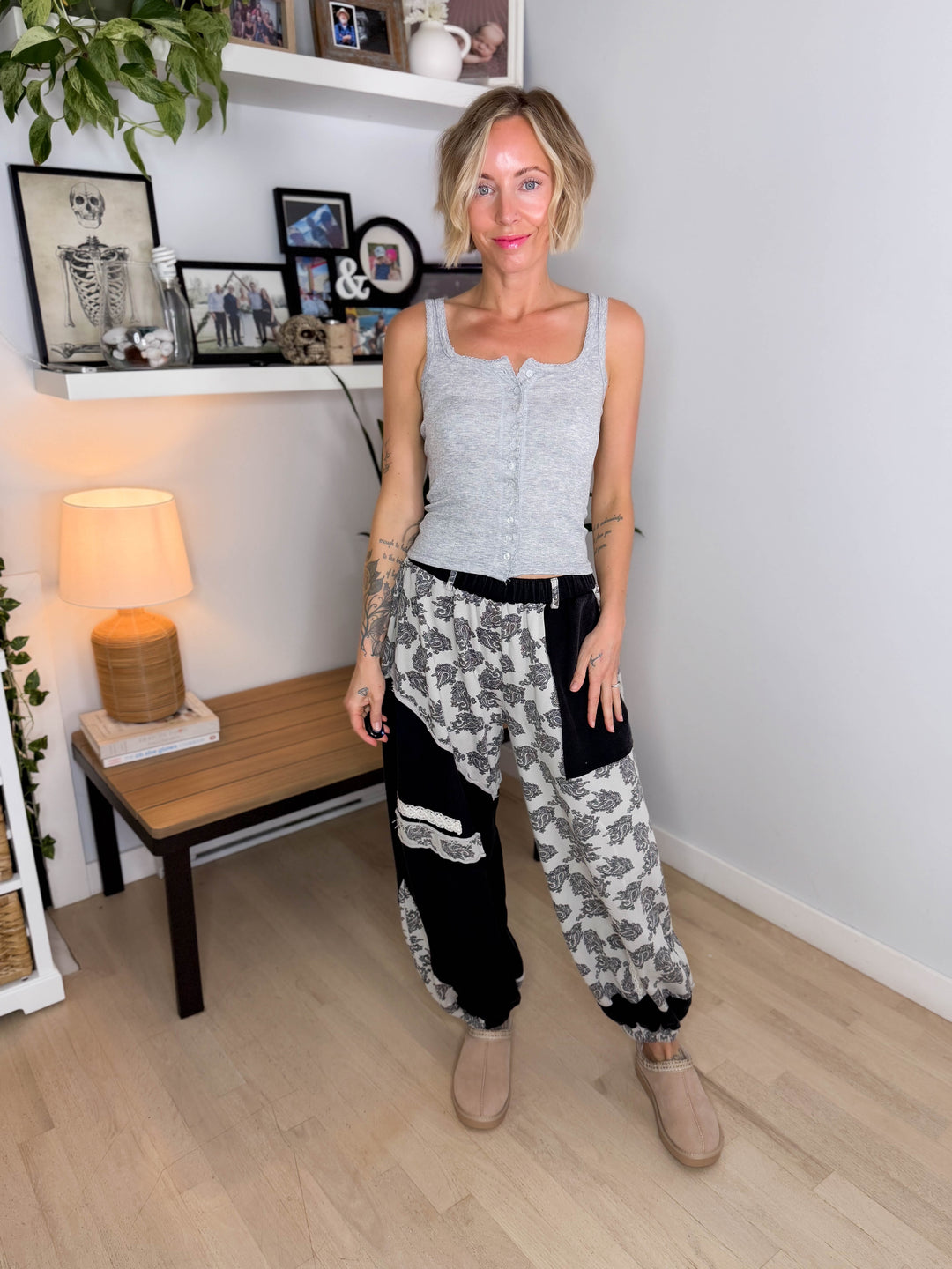 Wildflower Knit Pants- BLACK MULTI