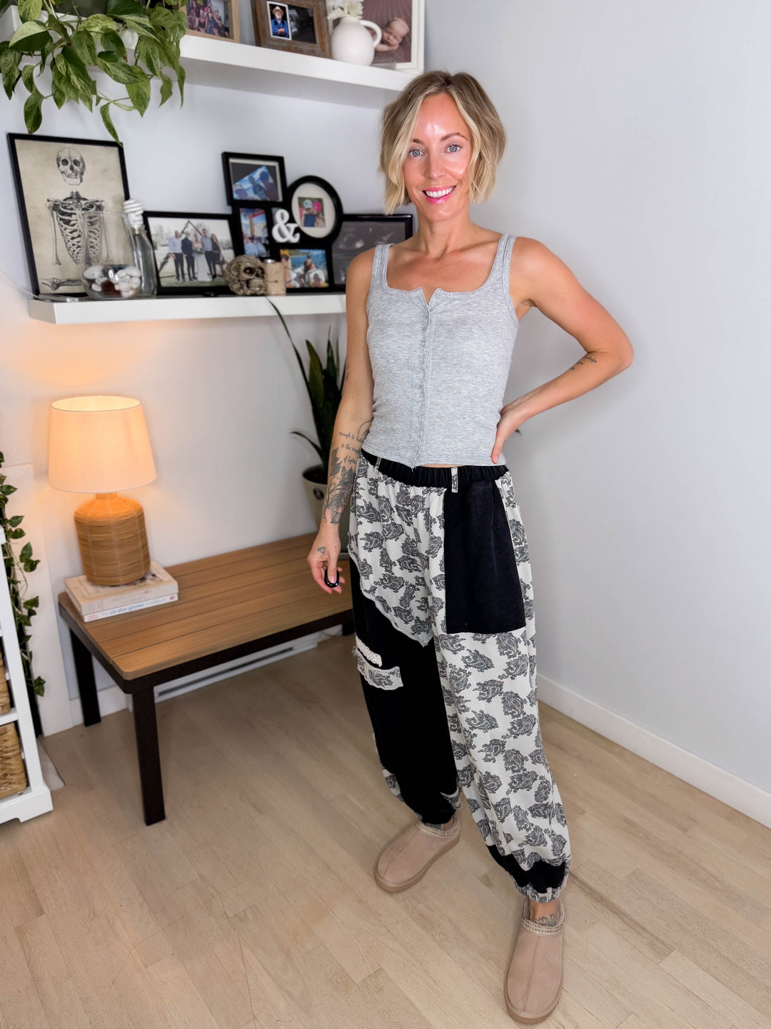 Wildflower Knit Pants- BLACK MULTI