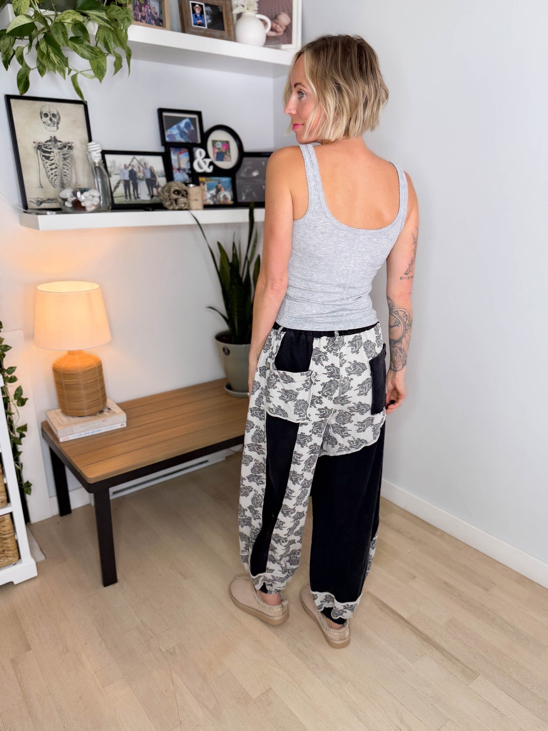 Wildflower Knit Pants- BLACK MULTI