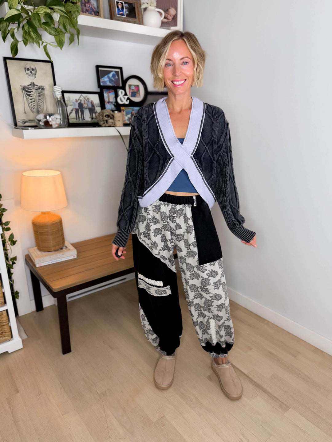 POL Crossroads Cropped Wrap Cardigan- MIDNIGHT NAVY