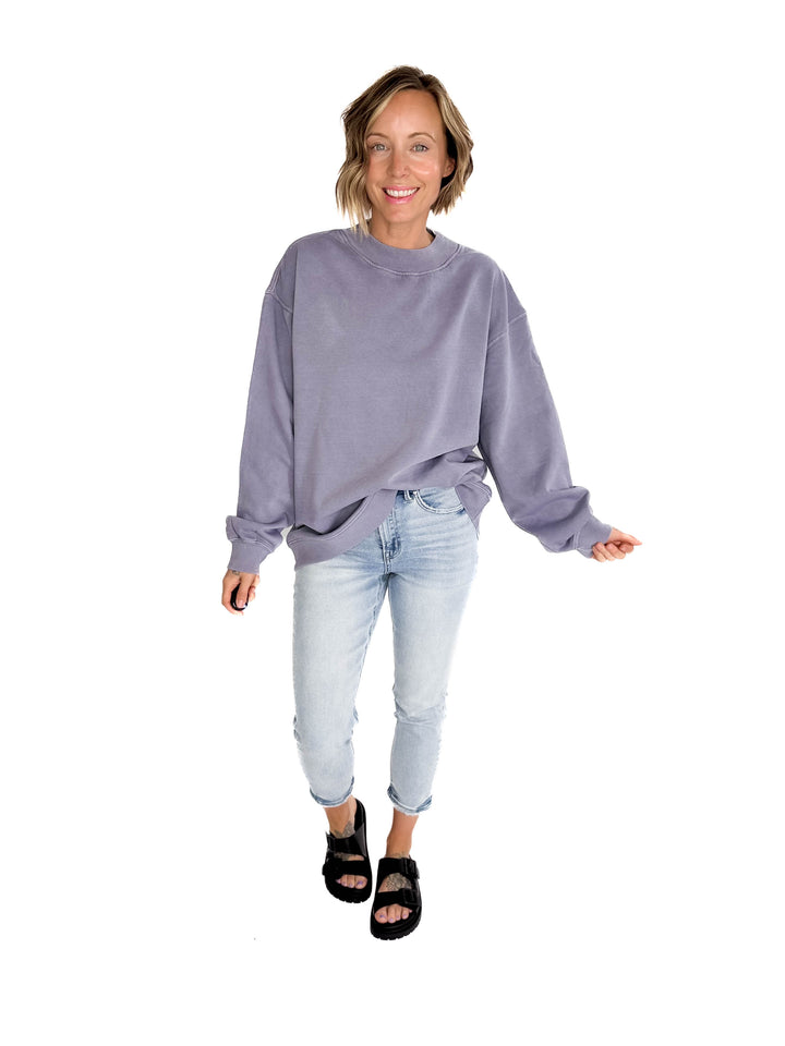 Nantucket Salt Wash Mock-Neck Pullover- OCEAN