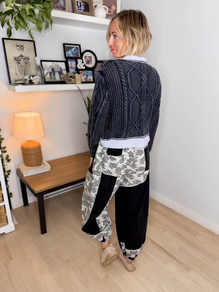 POL Crossroads Cropped Wrap Cardigan- MIDNIGHT NAVY