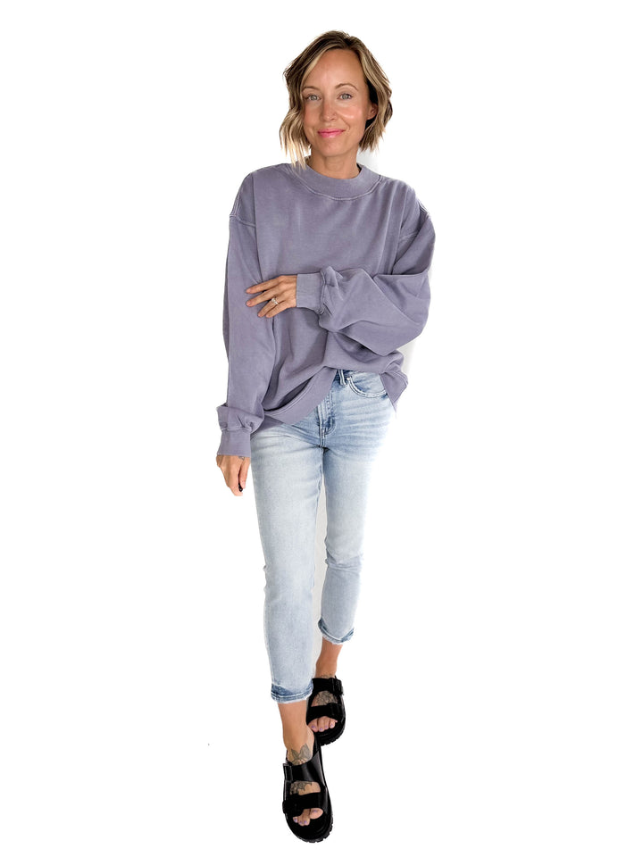 Nantucket Salt Wash Mock-Neck Pullover- OCEAN