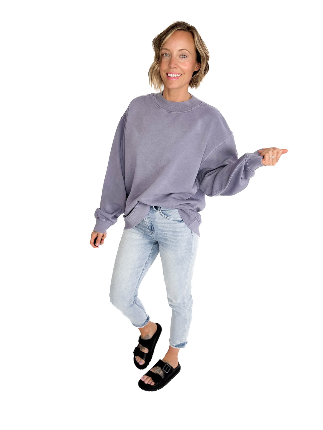 Nantucket Salt Wash Mock-Neck Pullover- OCEAN