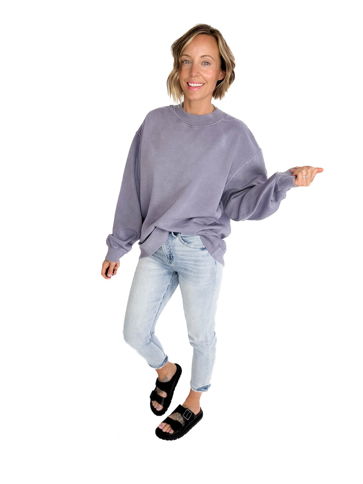 Nantucket Salt Wash Mock-Neck Pullover- OCEAN