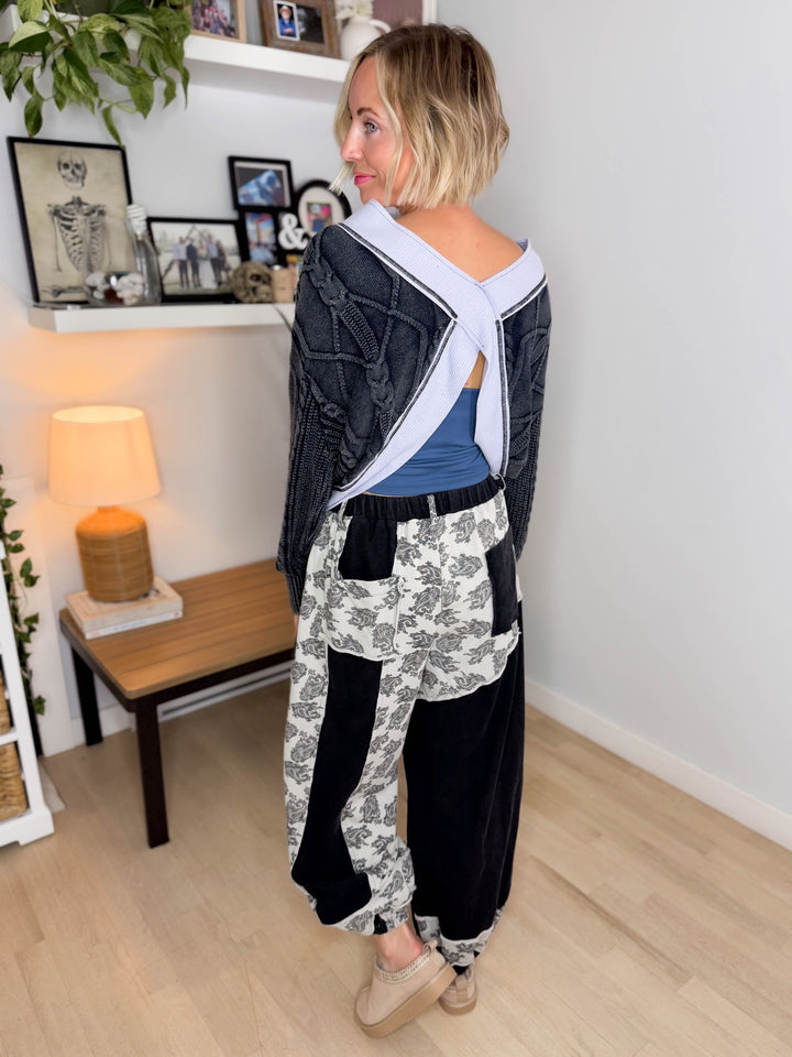 POL Crossroads Cropped Wrap Cardigan- MIDNIGHT NAVY