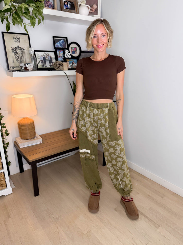 Wildflower Knit Pants- OLIVE MULTI