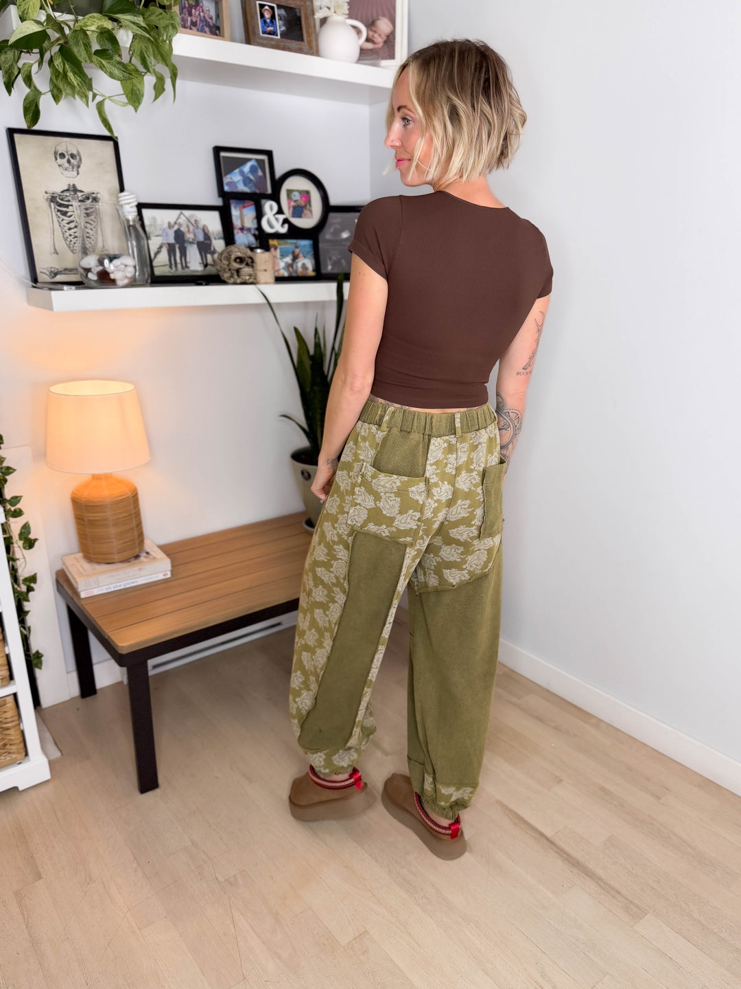 Wildflower Knit Pants- OLIVE MULTI
