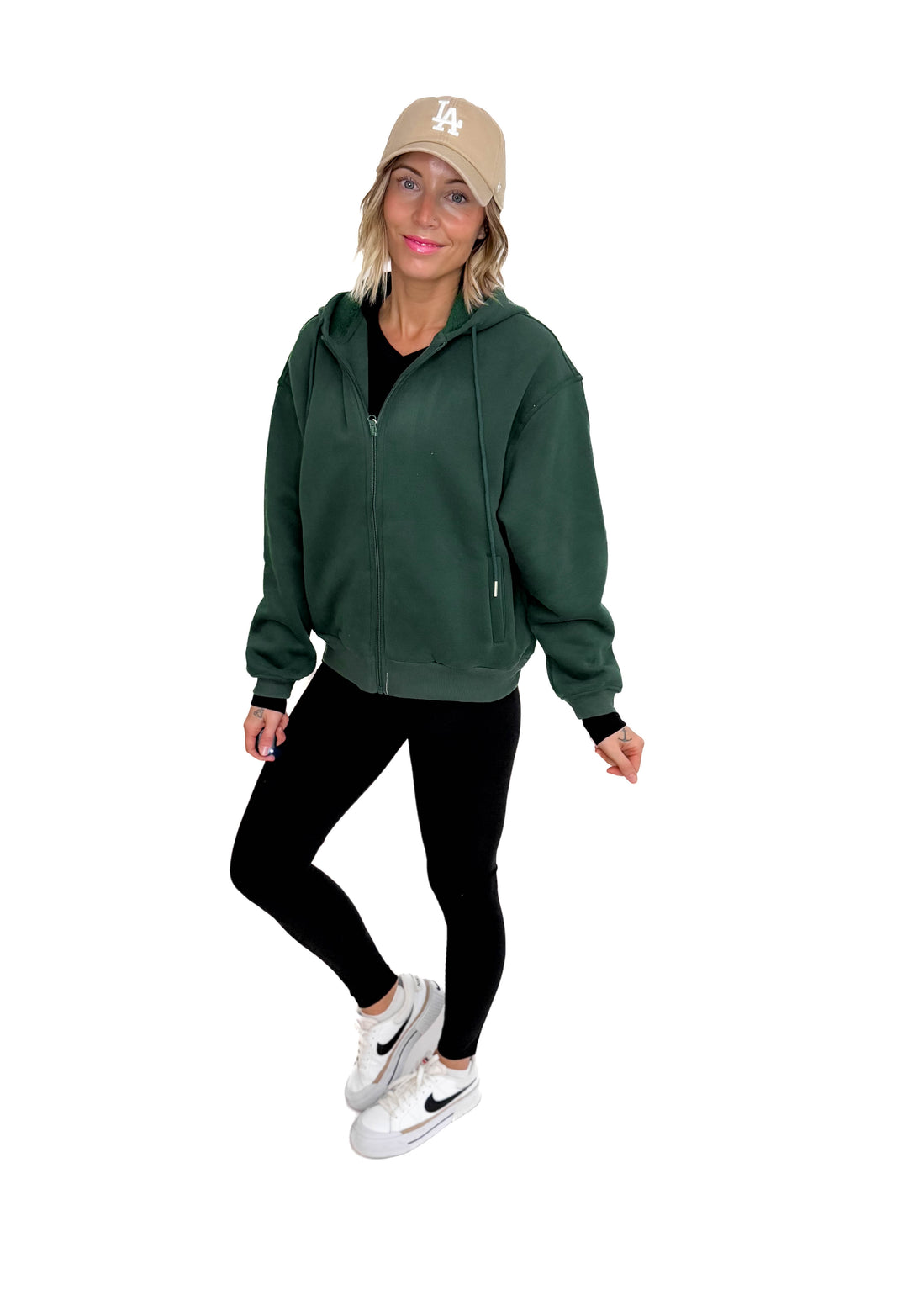 Baillie Premium Cloud Fleece Zip Hoodie- DARK GREEN-FINAL SALE