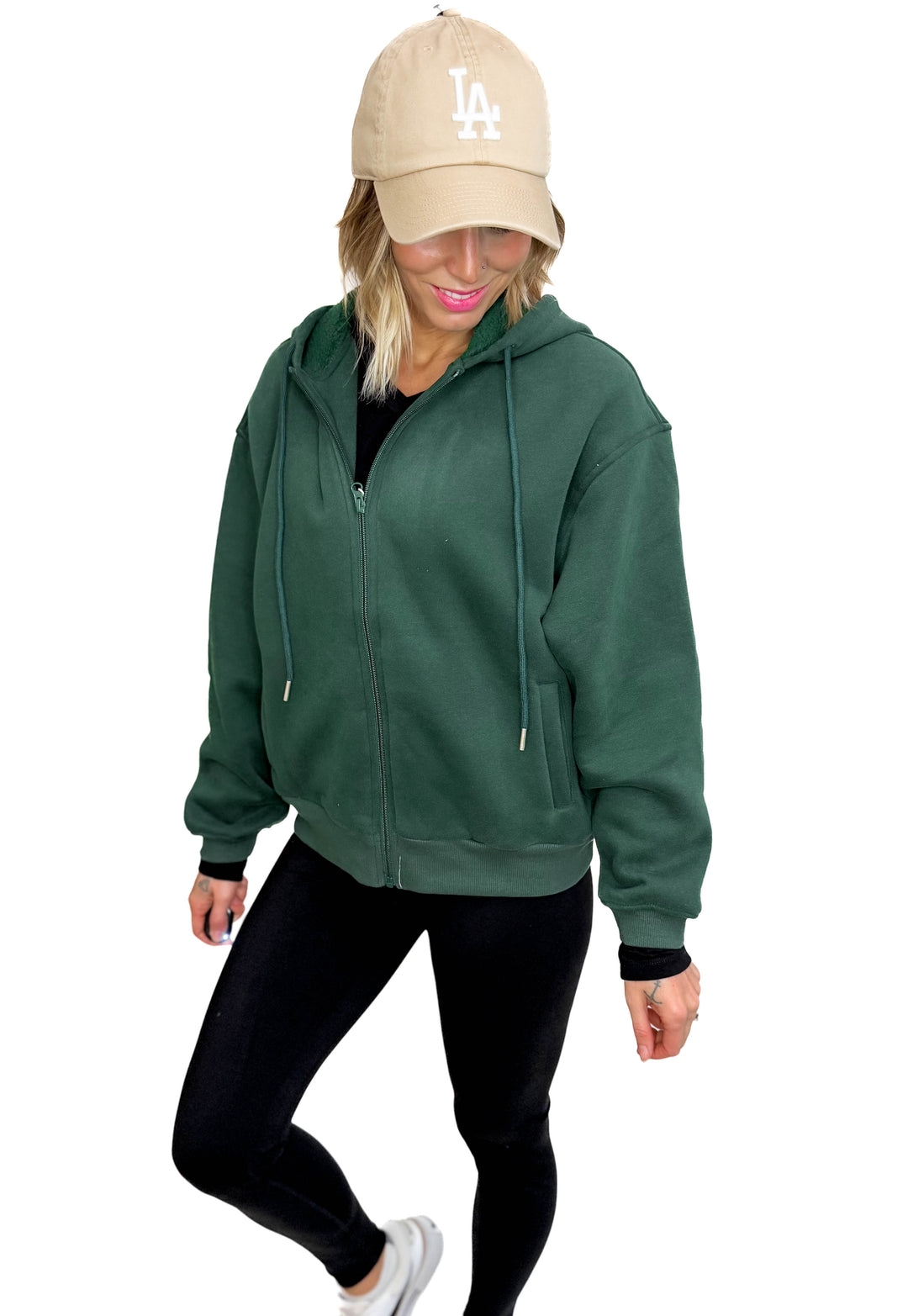 Baillie Premium Cloud Fleece Zip Hoodie- DARK GREEN-FINAL SALE