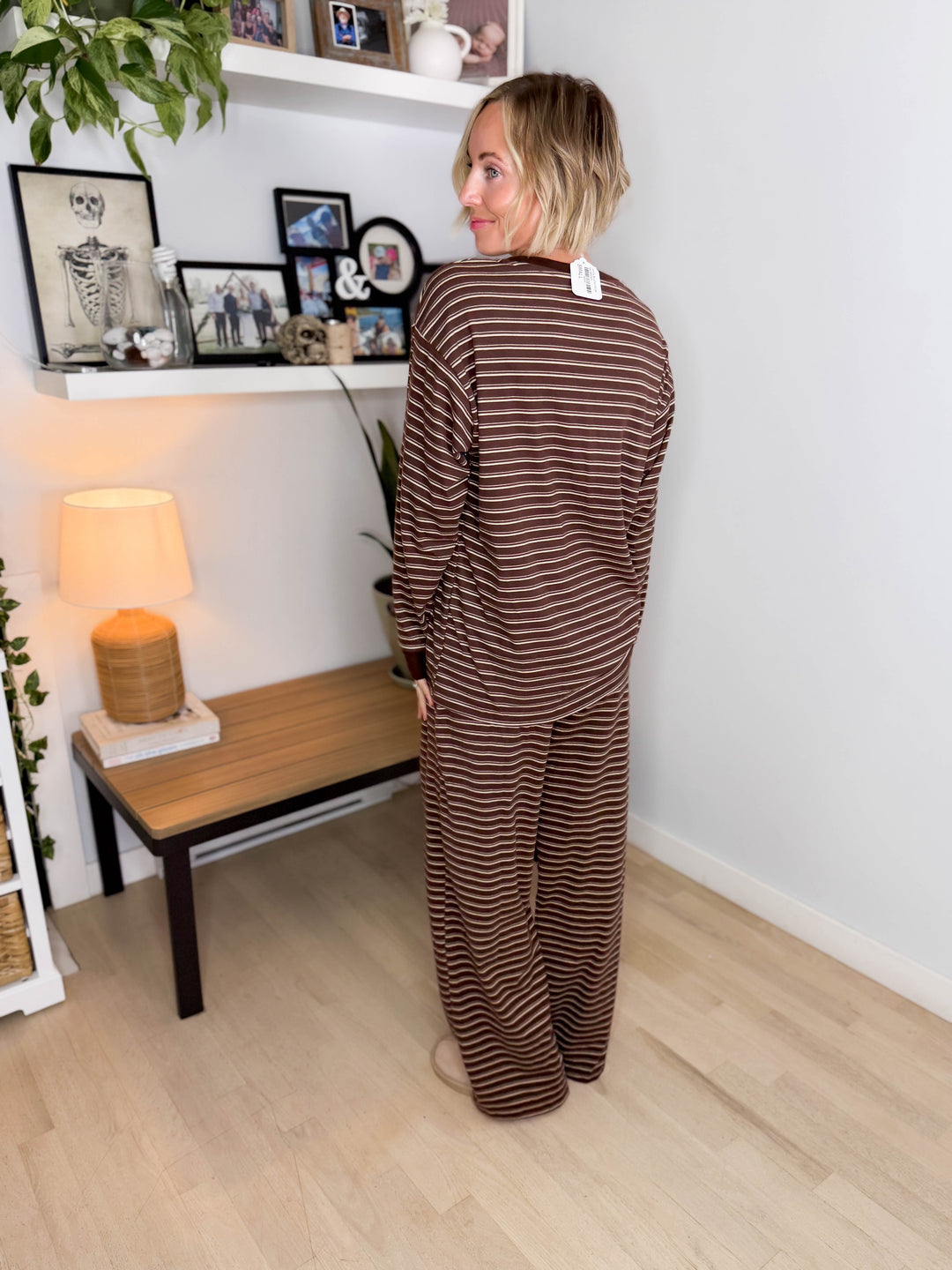 Carlow Brushed Stripe Set- BROWN