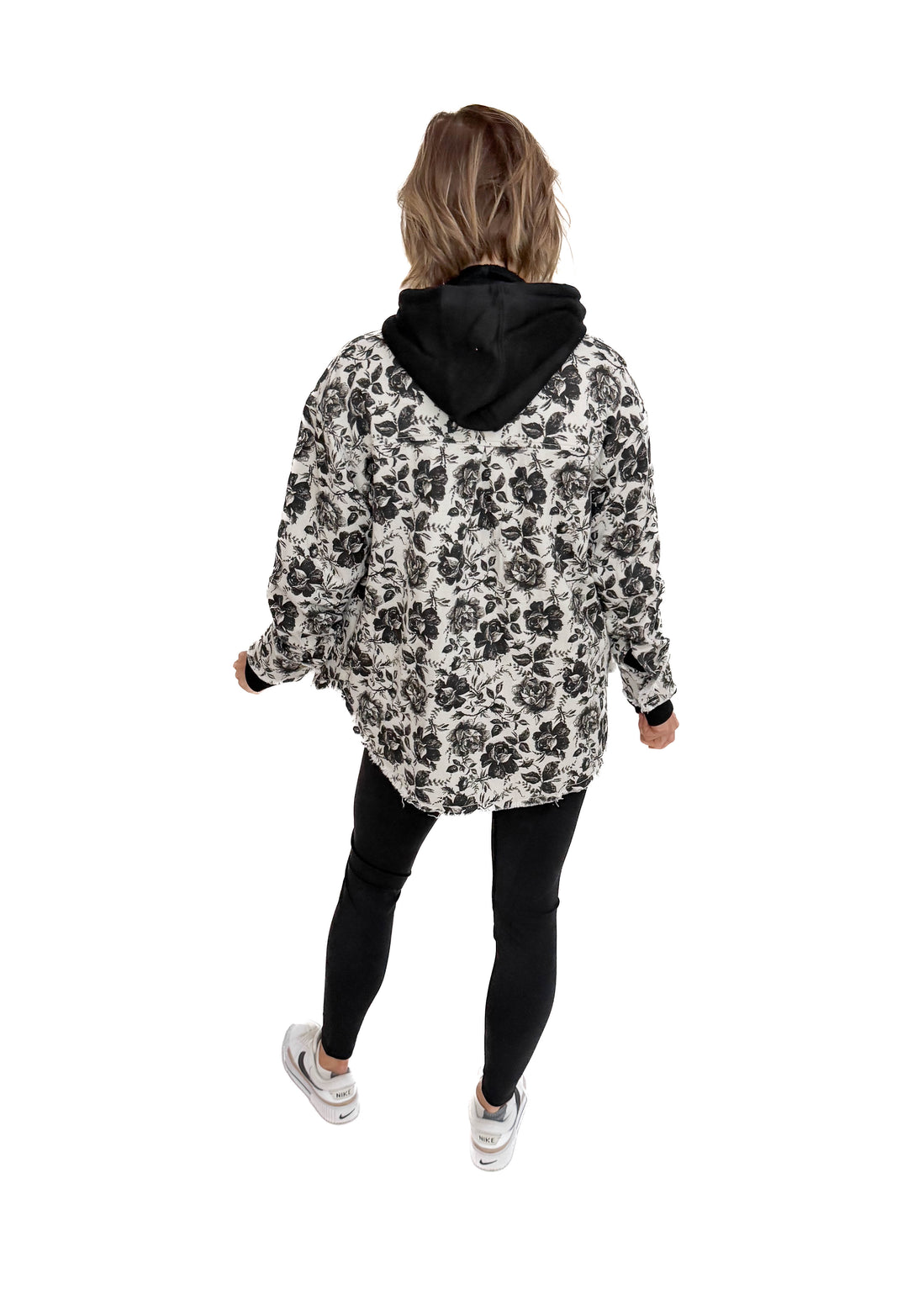 Rosette Vintage Rose Twill Shacket- GREY/BLACK