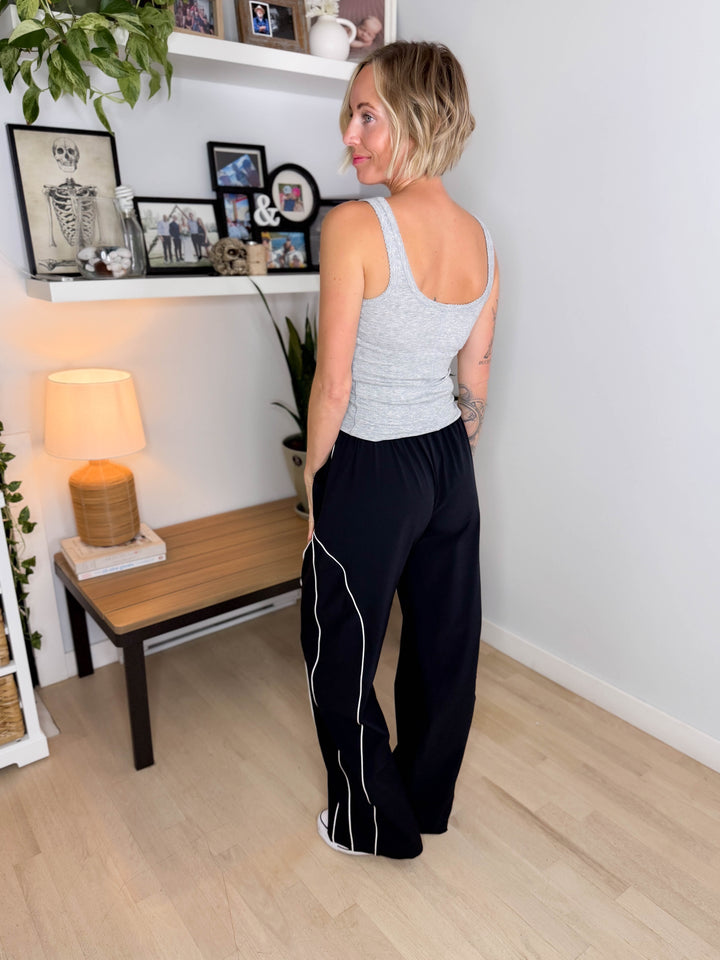 Mono B Laneway Curved Line Track Pants- BLACK