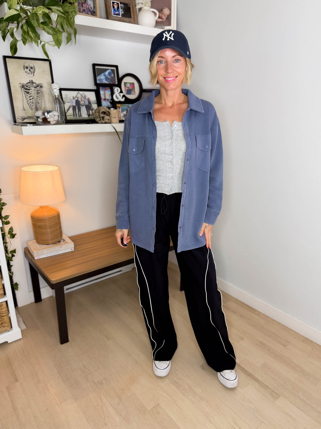 MONO B Valerie Snap on Shacket- OCEAN