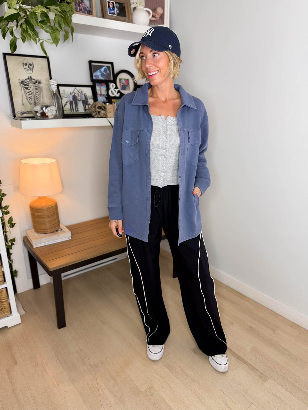 MONO B Valerie Snap on Shacket- OCEAN