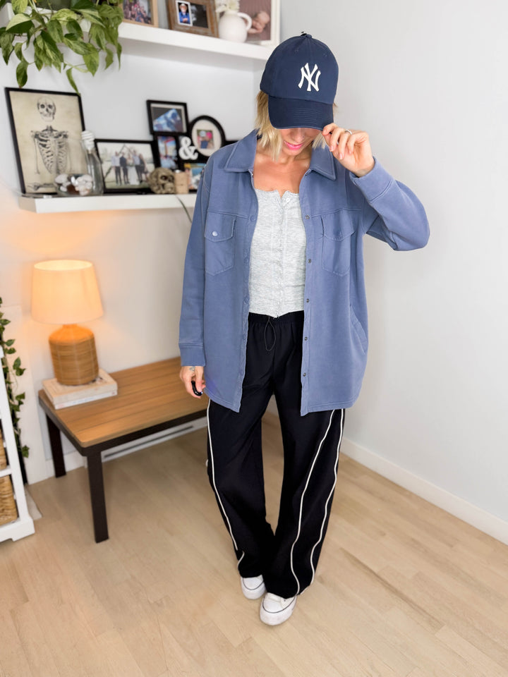 MONO B Valerie Snap on Shacket- OCEAN