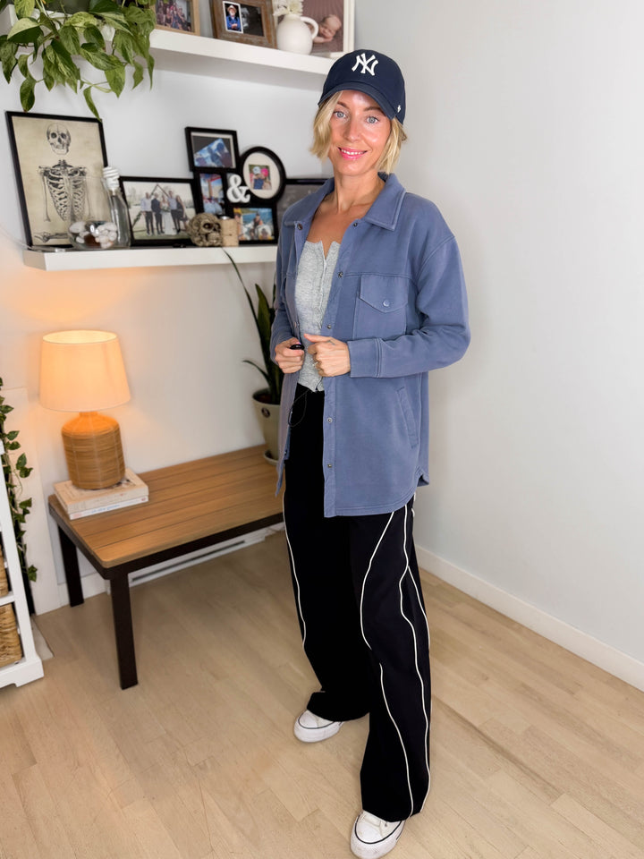 MONO B Valerie Snap on Shacket- OCEAN