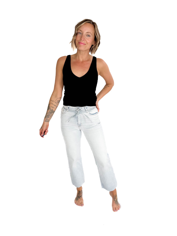 HIDDEN Ella High Rise Straight Leg Tie Waist Jean- LIGHT-FINAL SALE