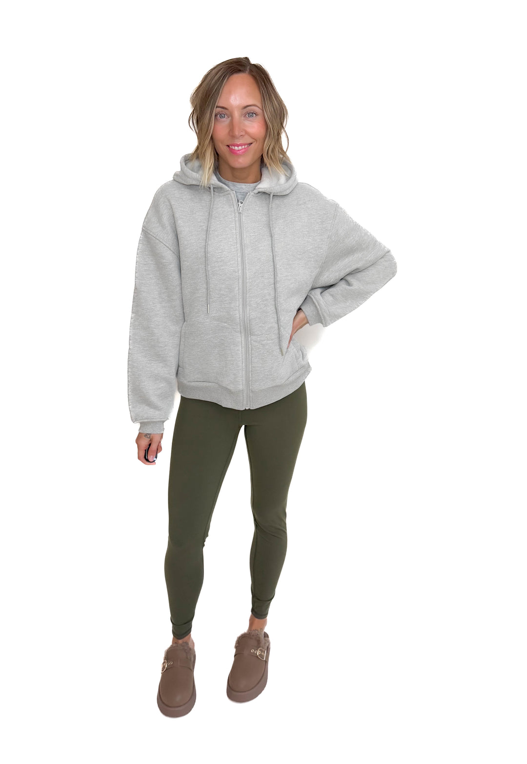 Baillie Premium Cloud Fleece Zip Hoodie- GREY-FINAL SALE