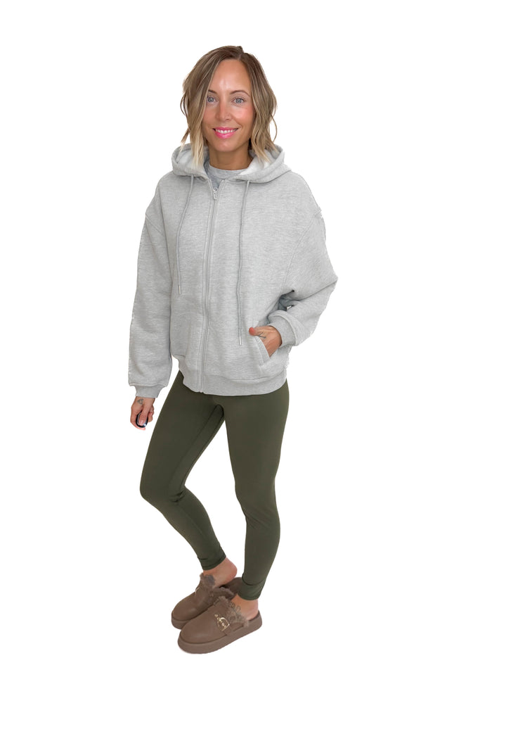 Baillie Premium Cloud Fleece Zip Hoodie- GREY-FINAL SALE