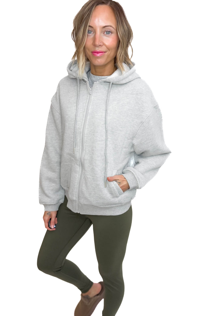 Baillie Premium Cloud Fleece Zip Hoodie- GREY-FINAL SALE