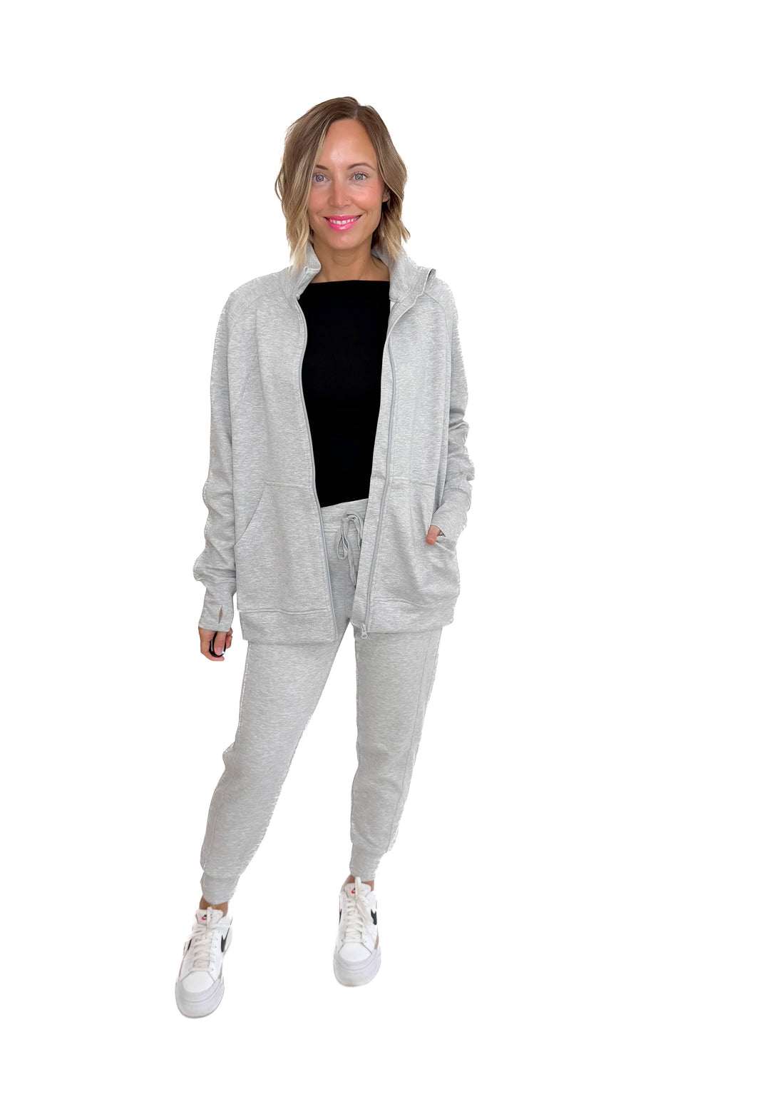 Christie Soft Scuba Full Zip- HEATHER GREY