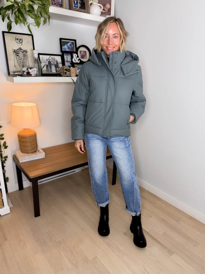 Only Agnes Water Repellent Puffer Jacket- BALSAM GREEN