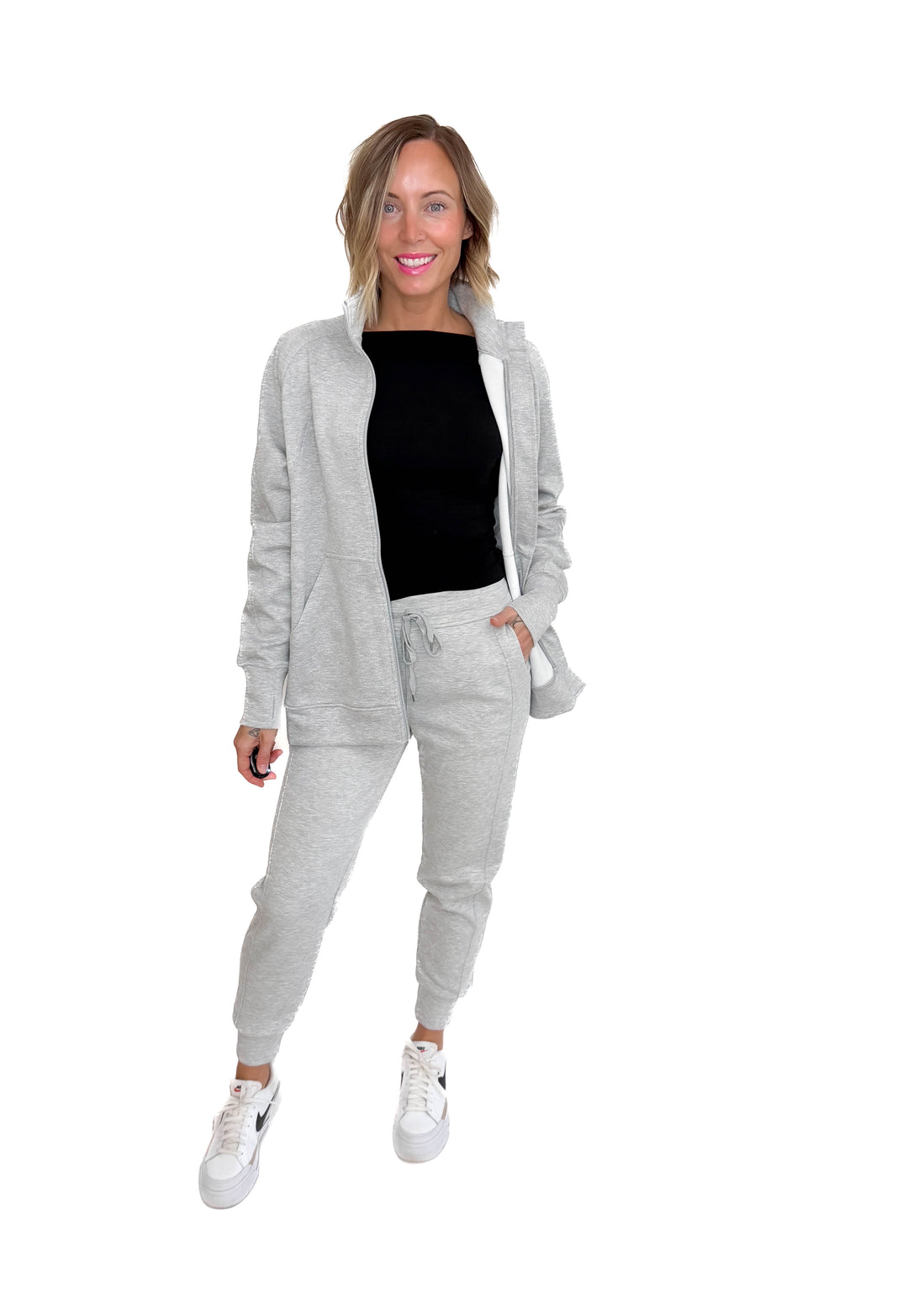 Christie Soft Scuba Full Zip- HEATHER GREY