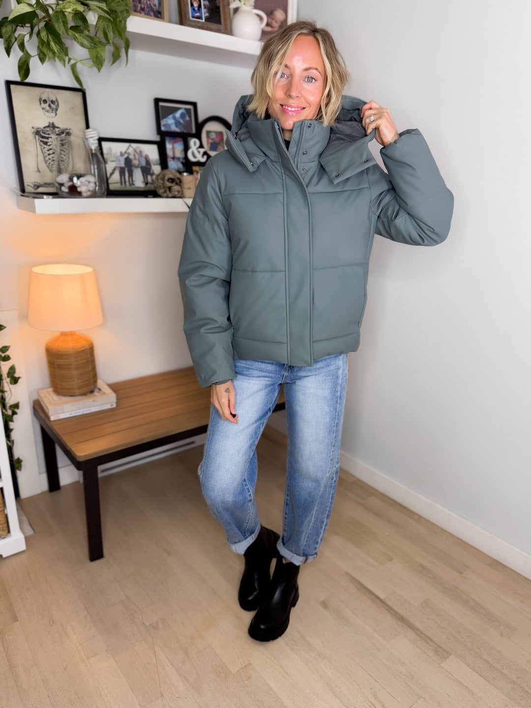 Only Agnes Water Repellent Puffer Jacket- BALSAM GREEN
