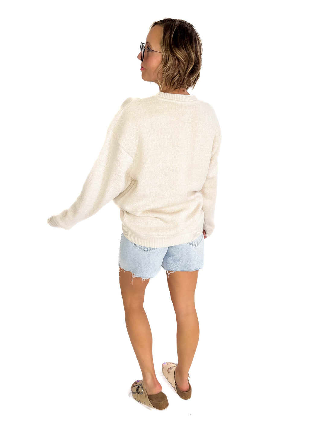 Whitley Cozy Crew Knit Sweatshirt- NATURAL OATMEAL-FINAL SALE
