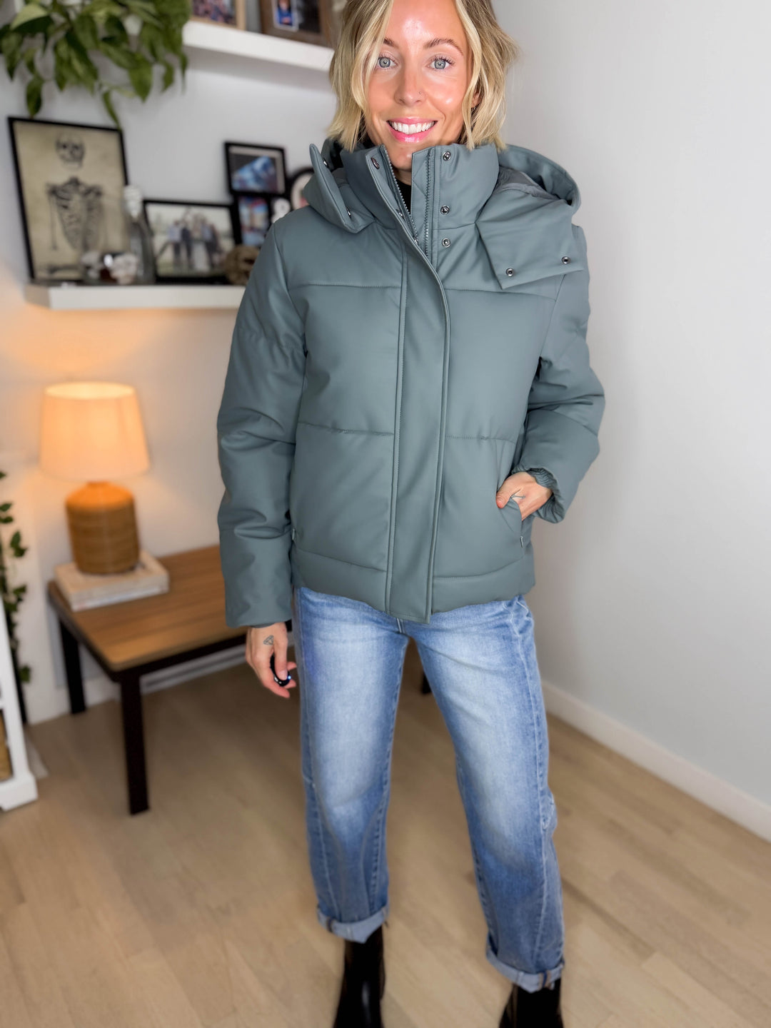 Only Agnes Water Repellent Puffer Jacket- BALSAM GREEN