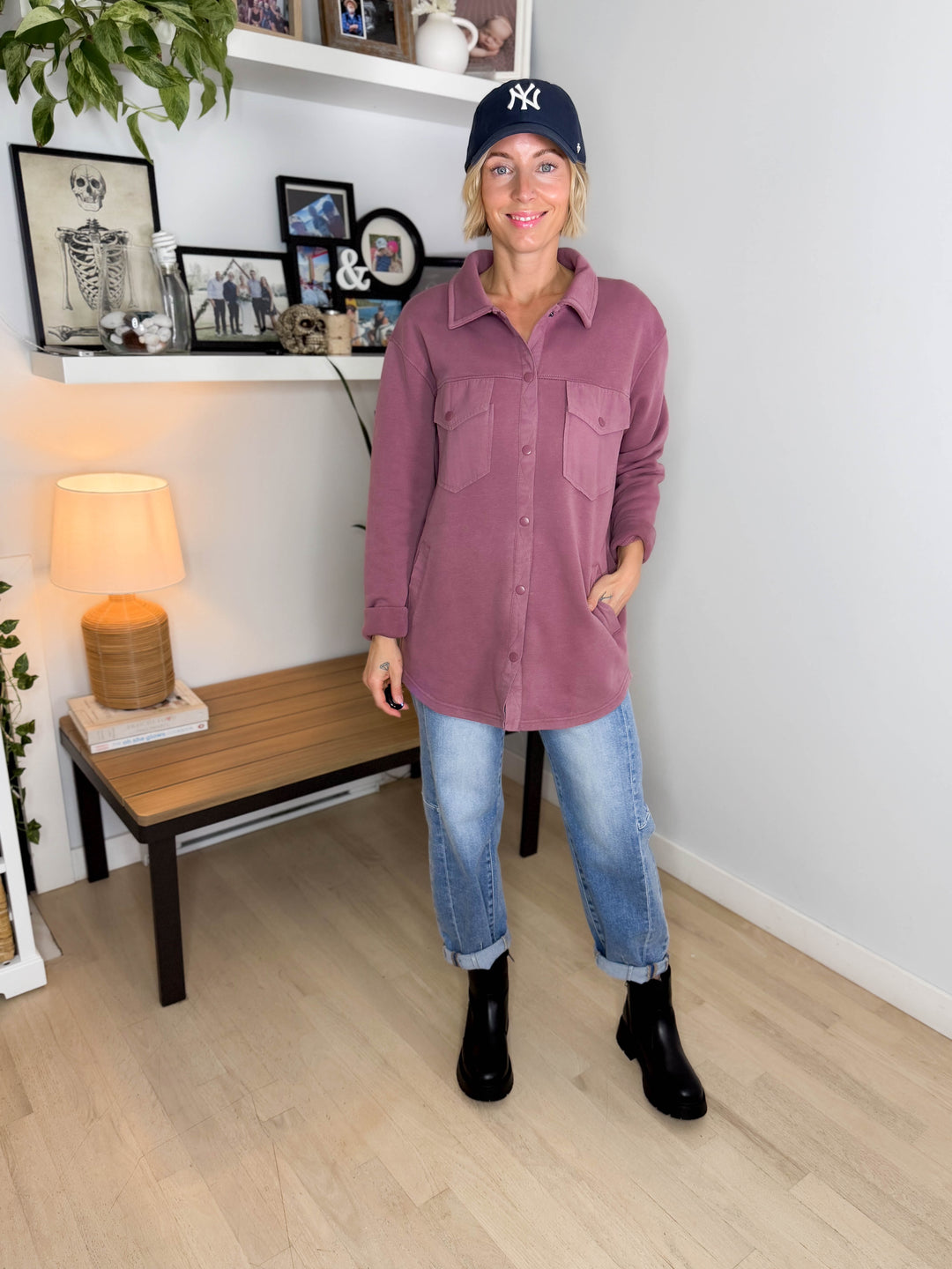 MONO B Valerie Snap on Shacket- ROSEWOOD