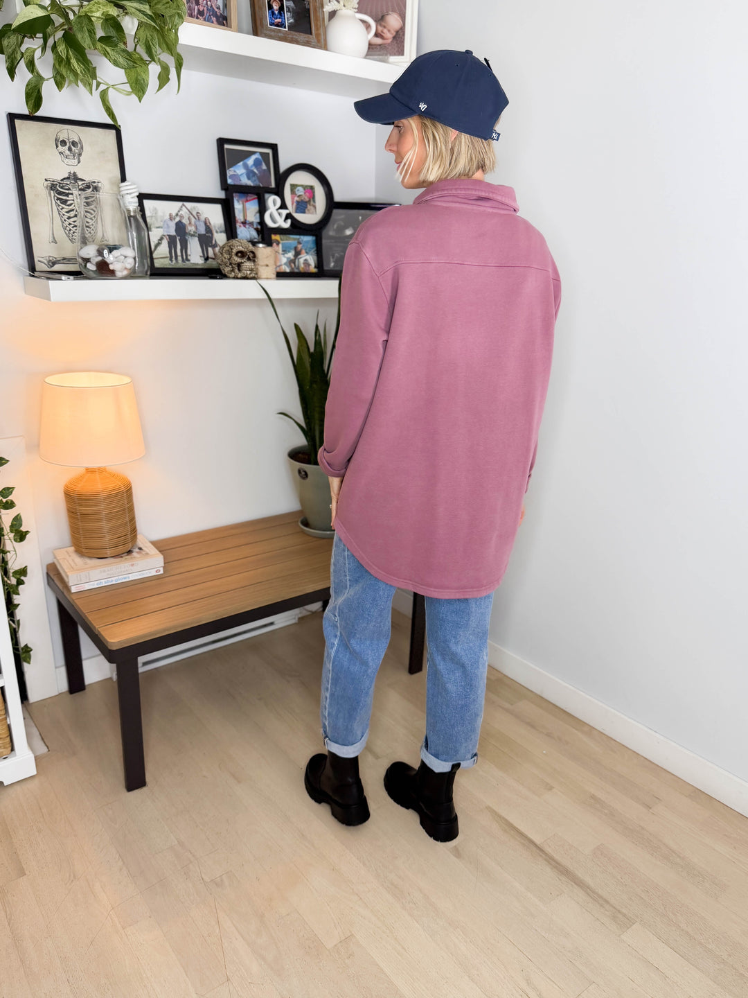 MONO B Valerie Snap on Shacket- ROSEWOOD