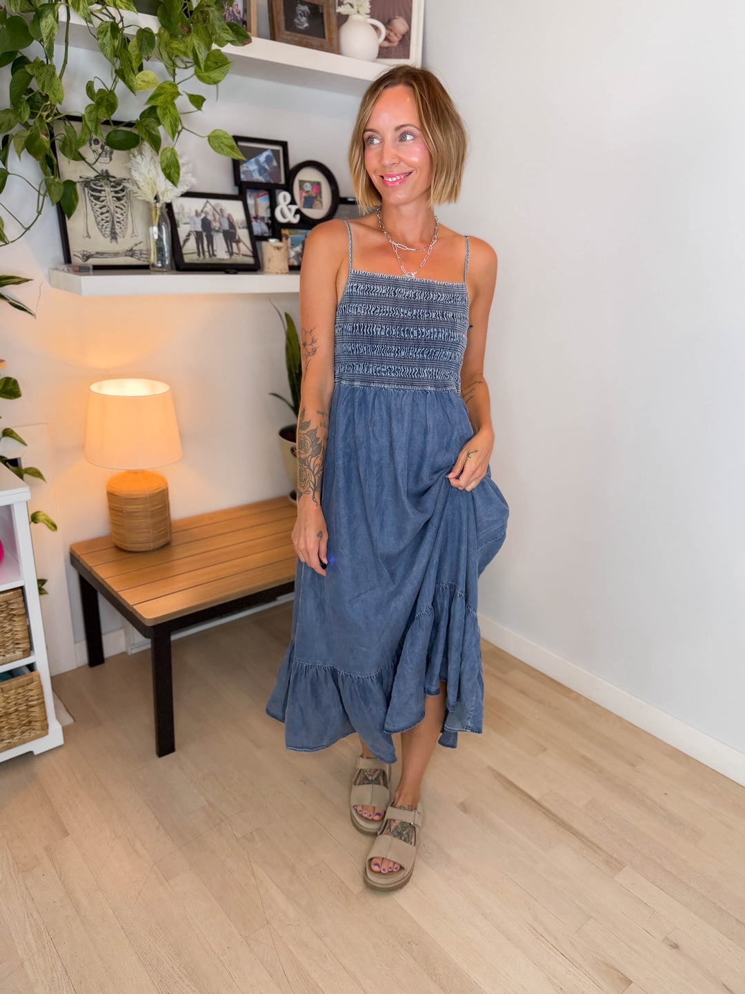 Coco Bay Tencel Smocked Midi Dress