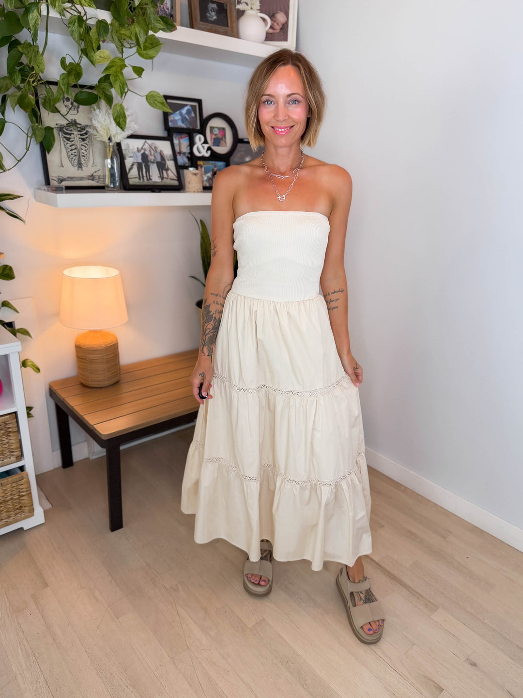 Coconut Cove Strapless Dress- NATURAL