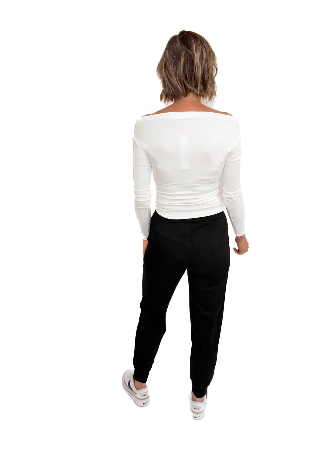 Ellen Boat Neck Pintuck Detail Long Sleeve Knit Top- IVORY