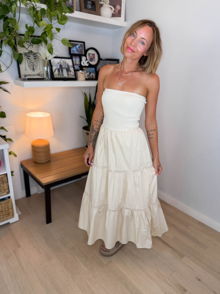 Coconut Cove Strapless Dress- NATURAL