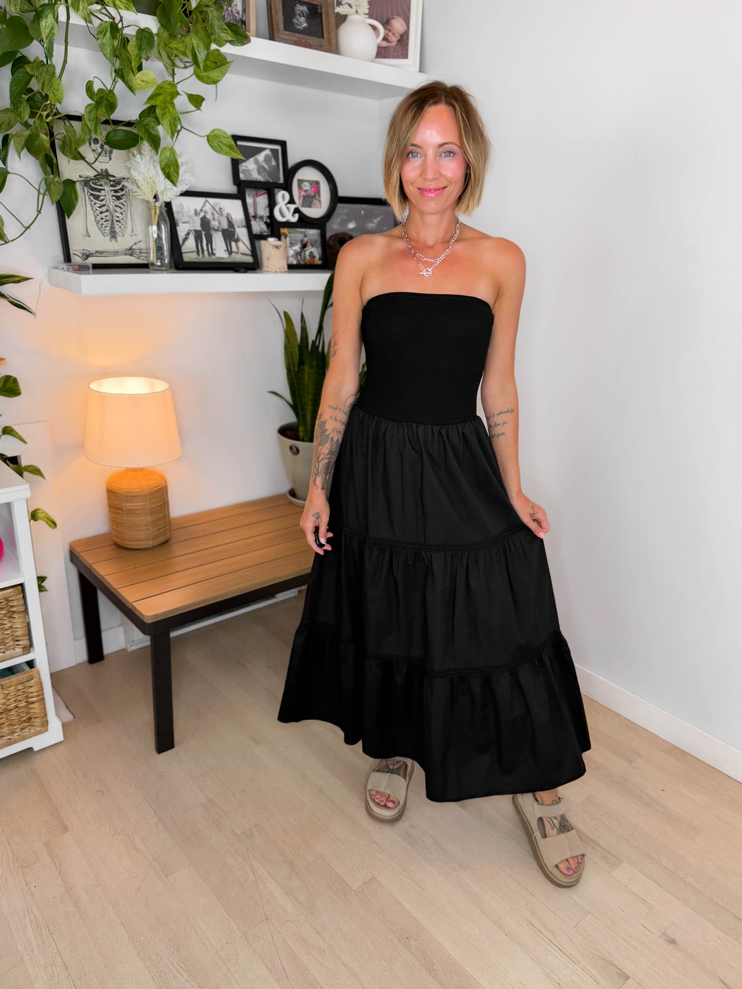 Coconut Cove Strapless Dress- BLACK