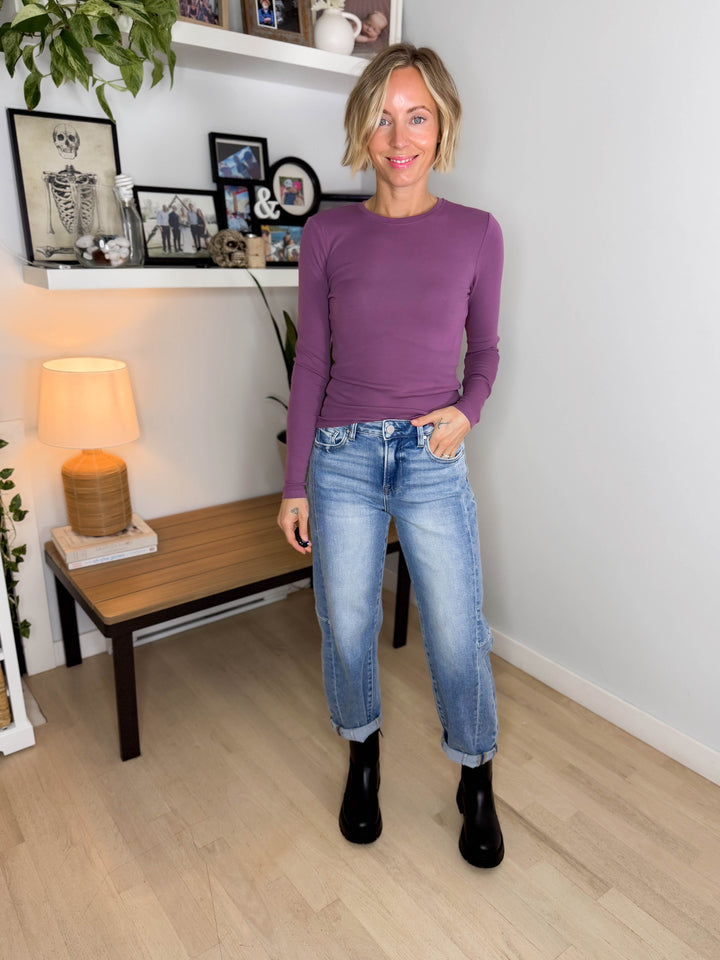 Only Riley Organic Cotton Long Sleeve Top- PURPLE GUMDROP