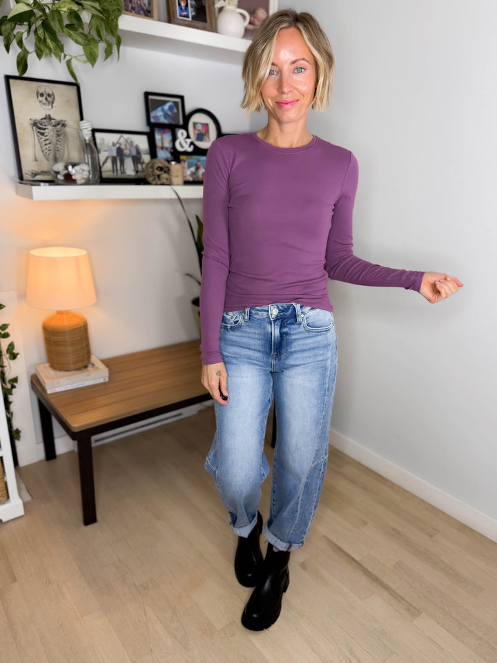 Only Riley Organic Cotton Long Sleeve Top- PURPLE GUMDROP