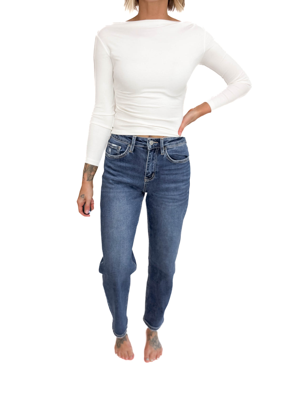 Lovervet Brooklyn High Rise Barrel Jeans- MEDIUM WASH